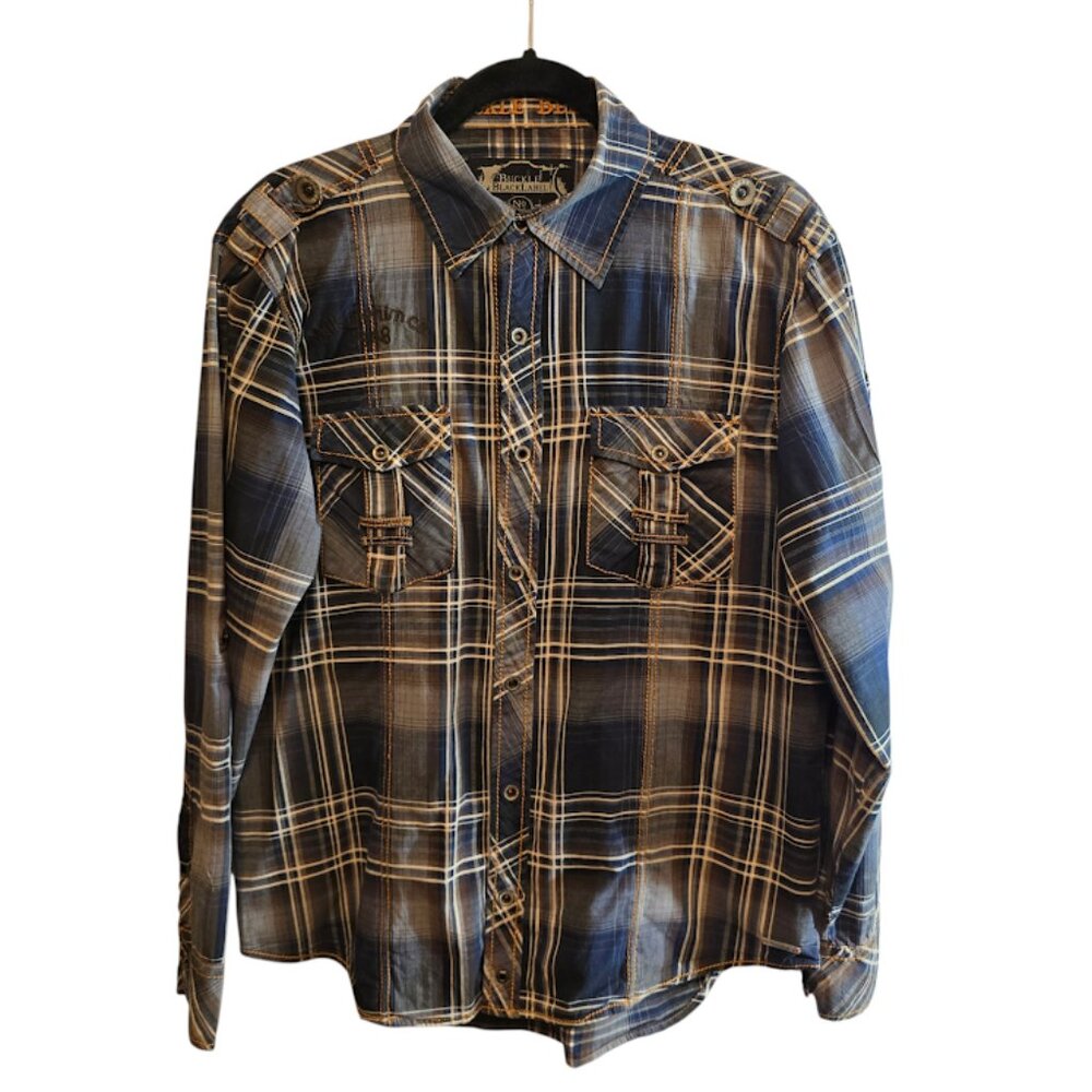 BUCKLE BLACK LABEL BUTTON DOWN SHIRT SLIM FIT SIZE MEDIUM NO.O48 WESTERN COTTON